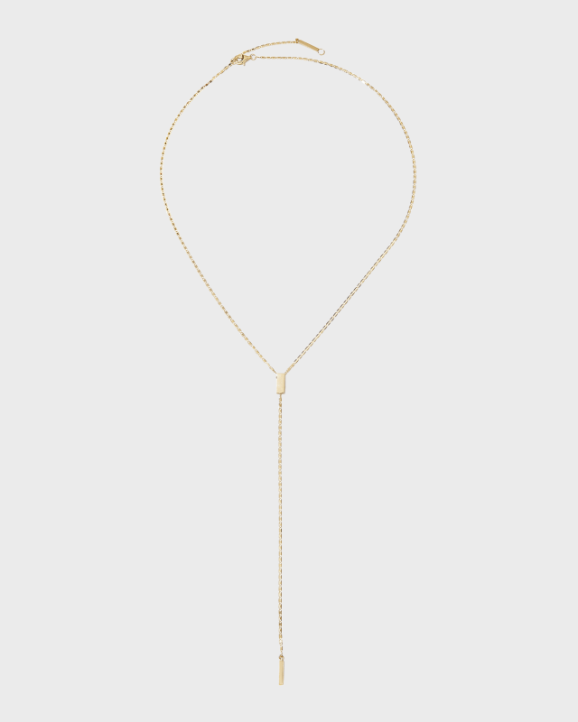 Petite Malibu Gold Tag Lariat Necklace