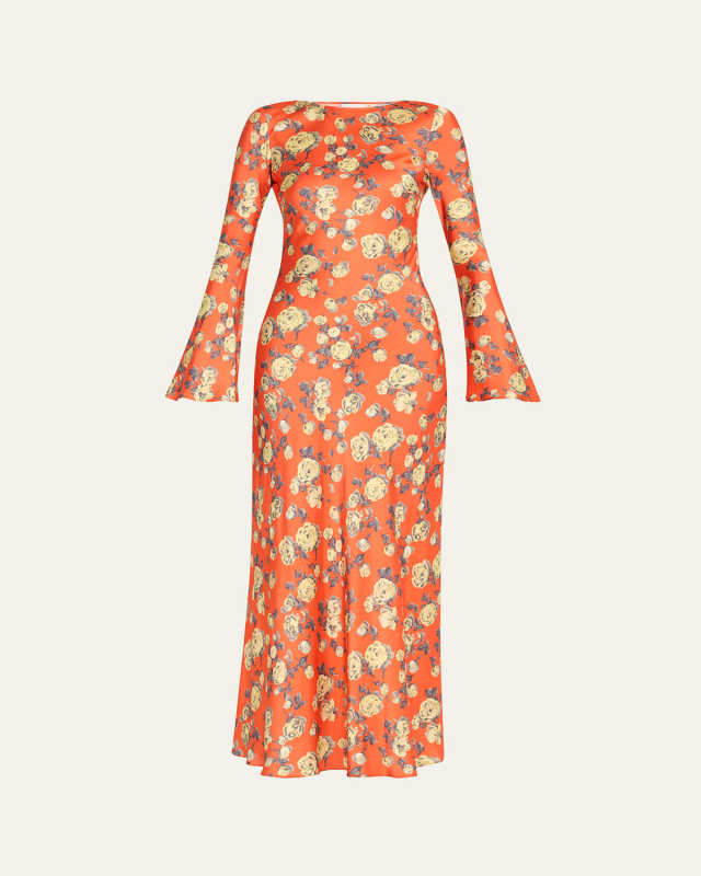 Floral Satin Maxi Dress