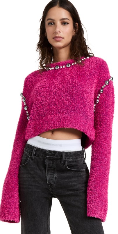 Area Crystal Dome Knit Pullover Pink/Purple