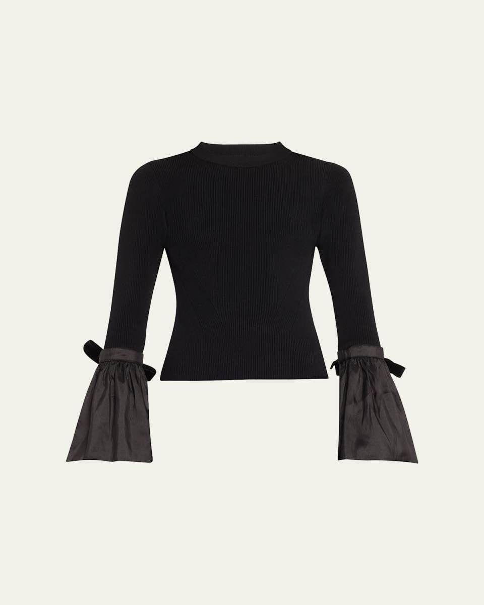Agata Flared-Sleeve Fitted Knit Top