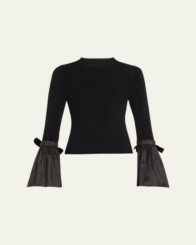 Agata Flared-Sleeve Fitted Knit Top