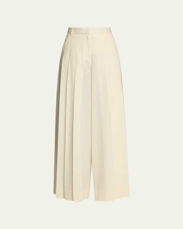 Pleated Wide-Leg Wool Pants