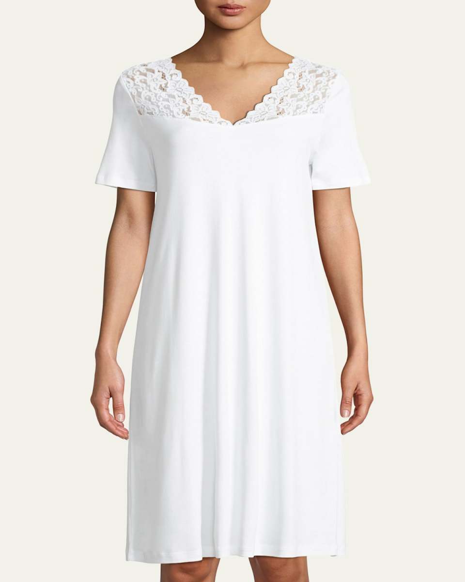 Short-Sleeve Lace-Trim Nightdress