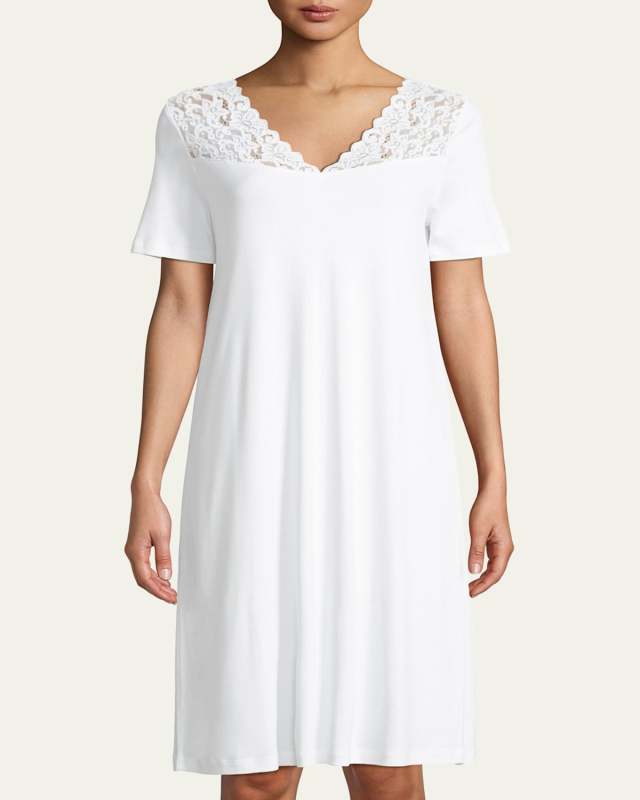 Short-Sleeve Lace-Trim Nightdress