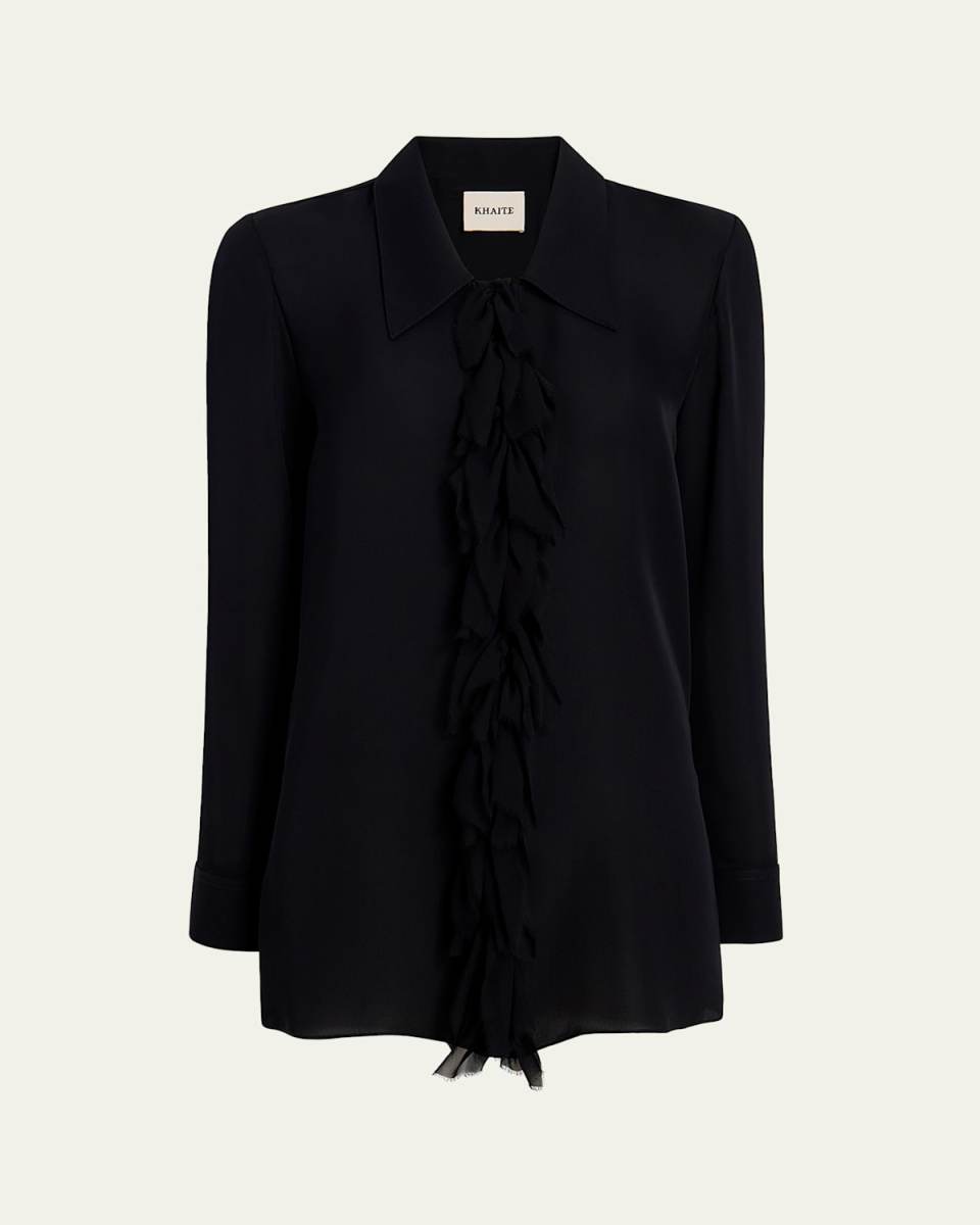Luka Button-Front Top with Ruffle Detail