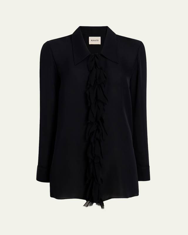 Luka Button-Front Top with Ruffle Detail