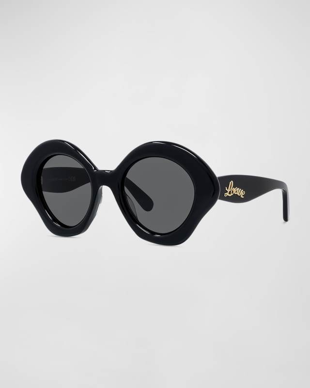 Curved Logo Acetate Round Sunglasses