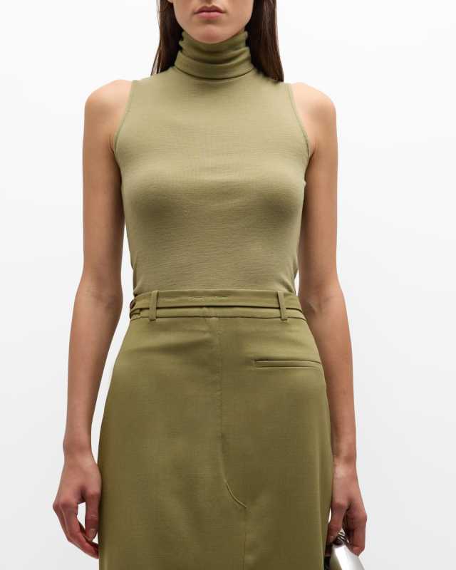 Sleeveless Wool Turtleneck Sweater