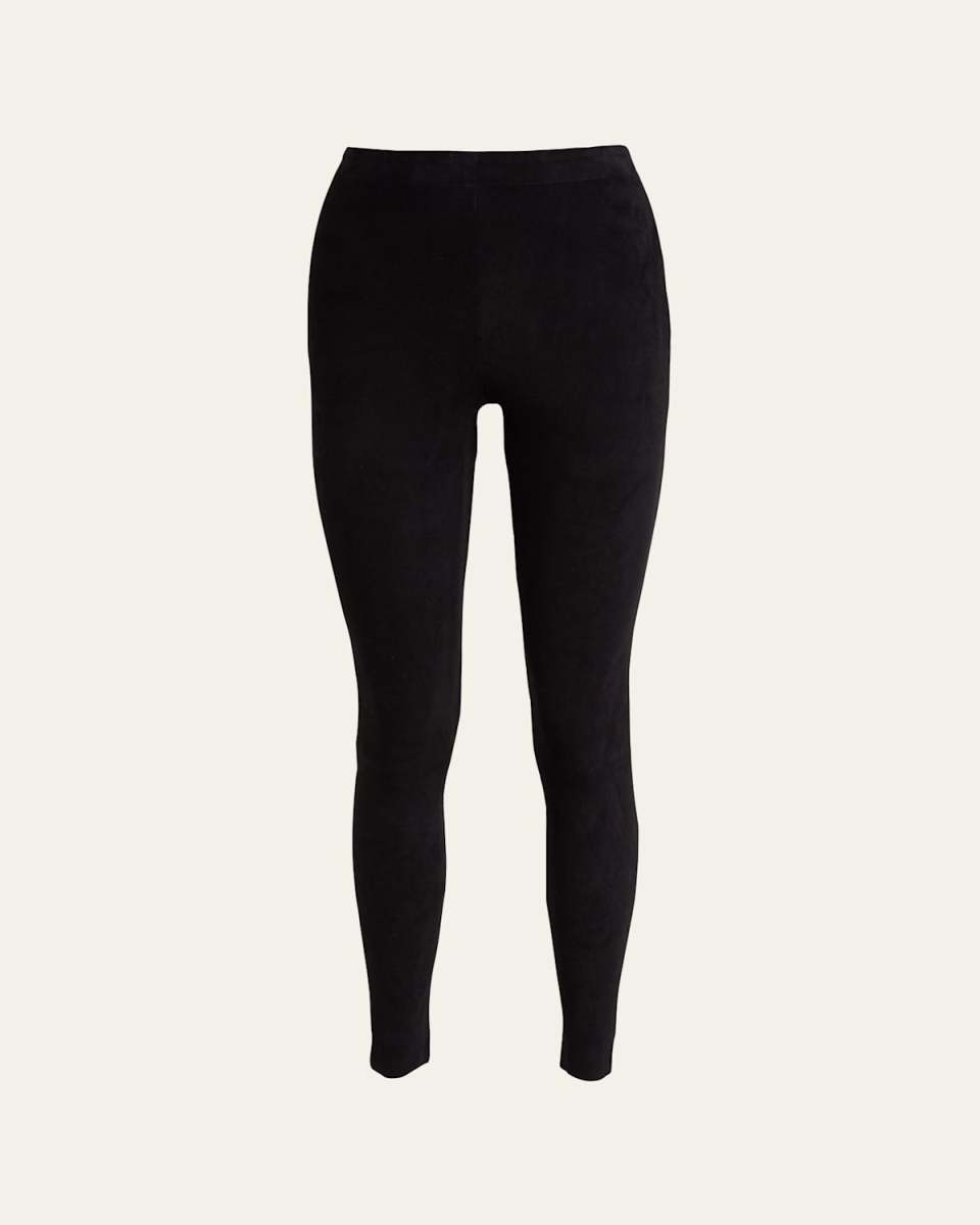 Maddox Suede High-Waist Side-Zip Leggings