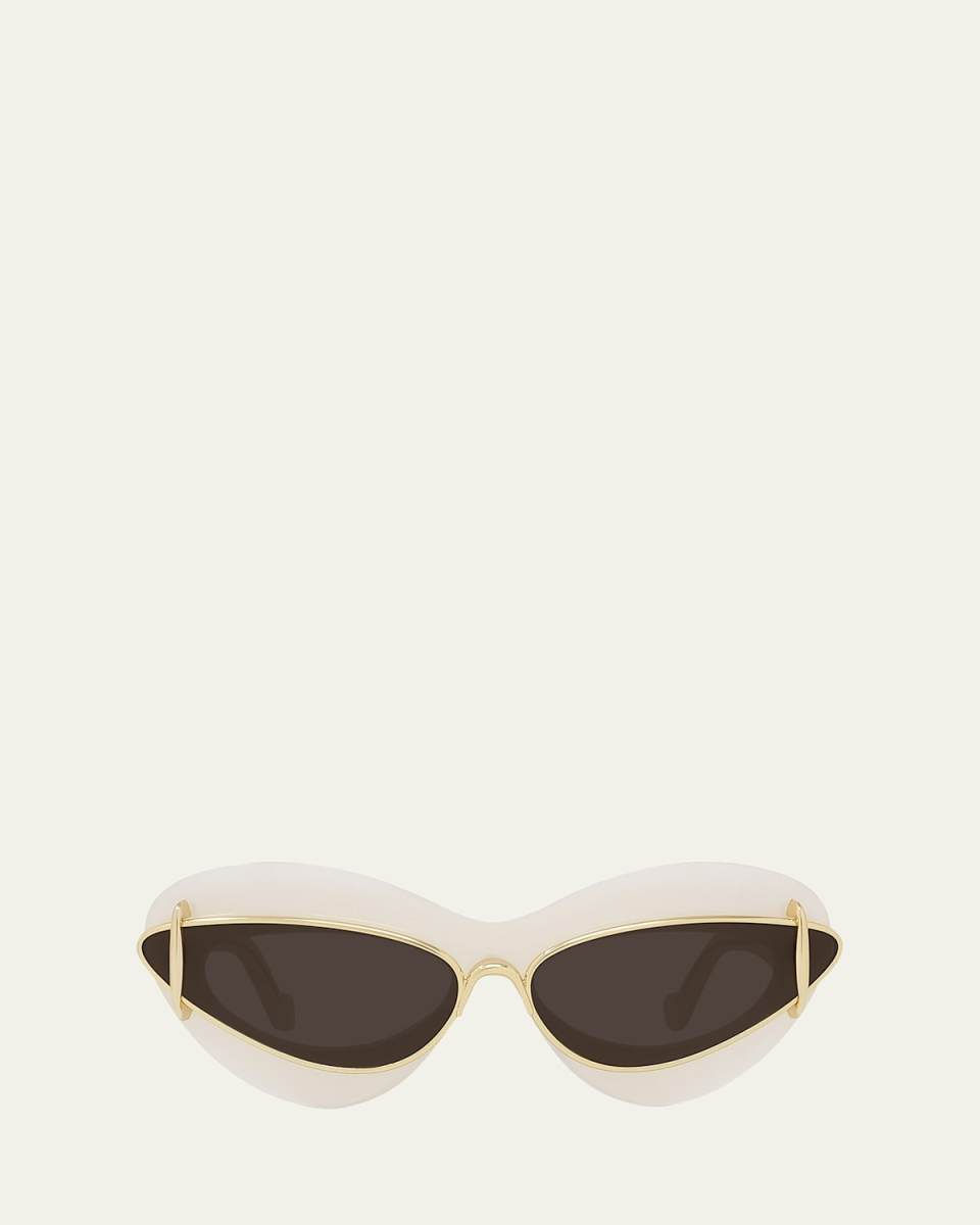 Double Frame Mixed-Media Cat-Eye Sunglasses
