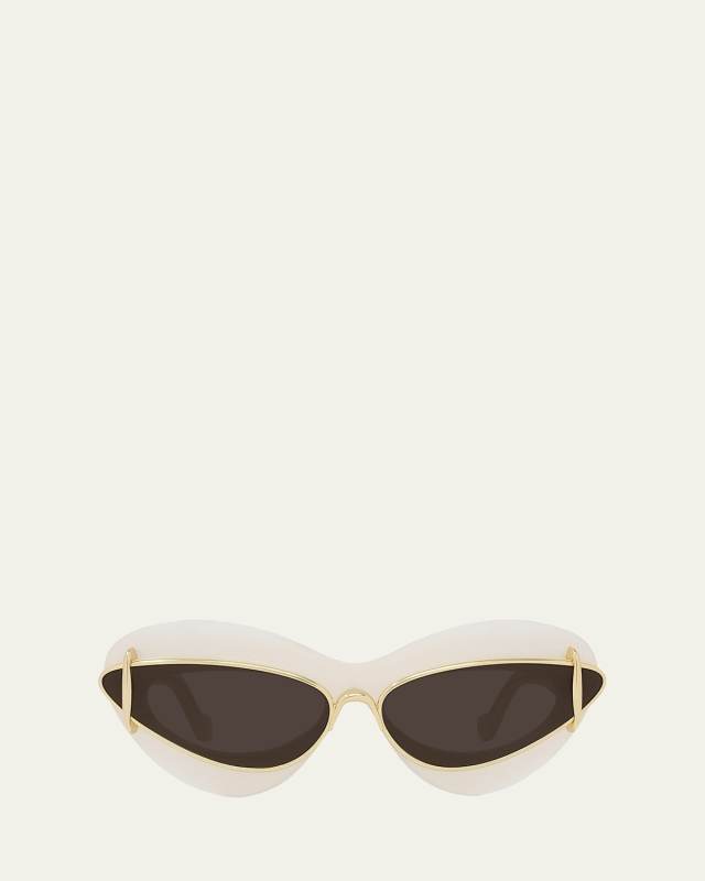 Double Frame Mixed-Media Cat-Eye Sunglasses