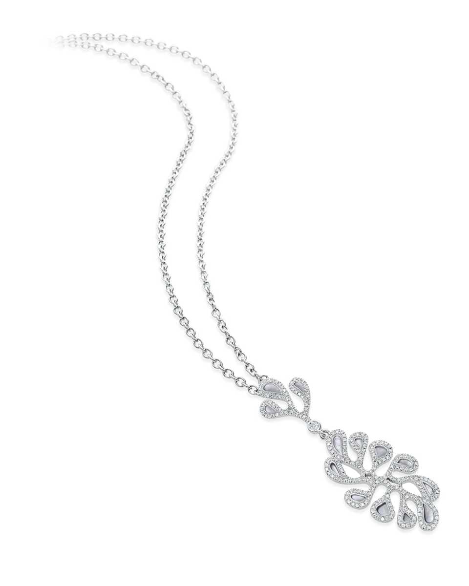 Sea Leaf 18K White Gold Diamond & Mother-of-Pearl Pendant Necklace