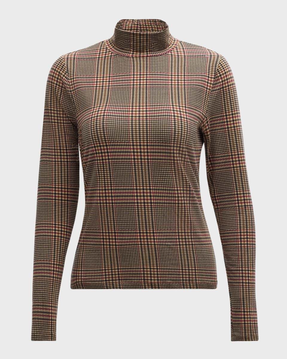 Nate Plaid Mock-Neck Top