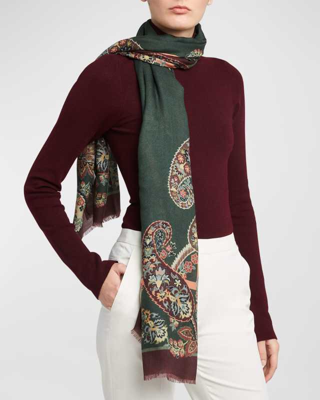 Floral Wool-Cashmere Scarf