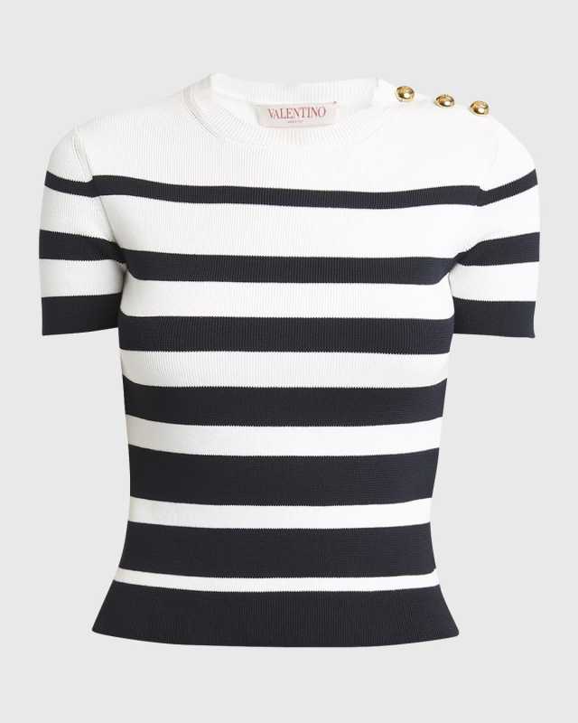 Maglia Striped Top with Button Detai