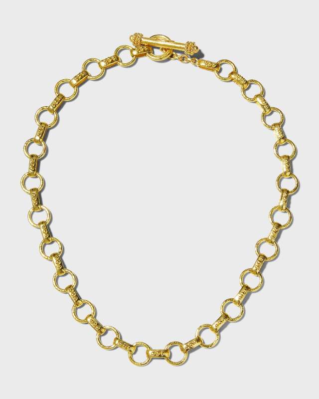 Torcello Link Necklace with Gold Toggle, 17"L