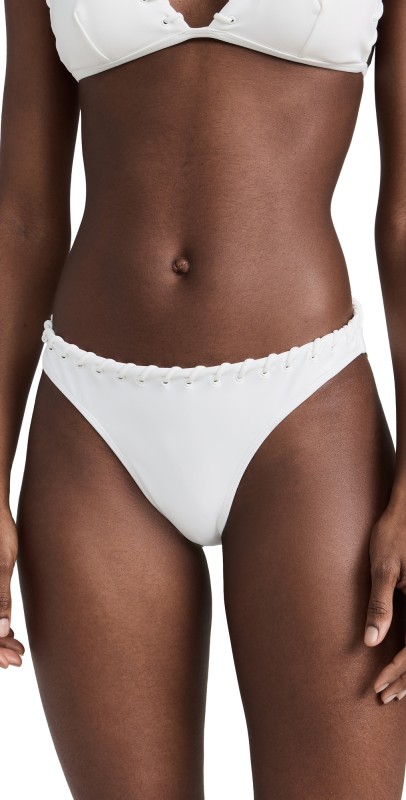 Good American Whip Stitch Full Bikini Bottoms White001
