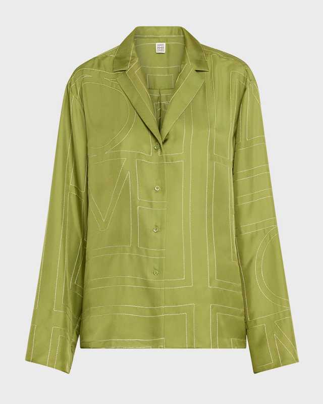 Monogram Silk Pajama Top
