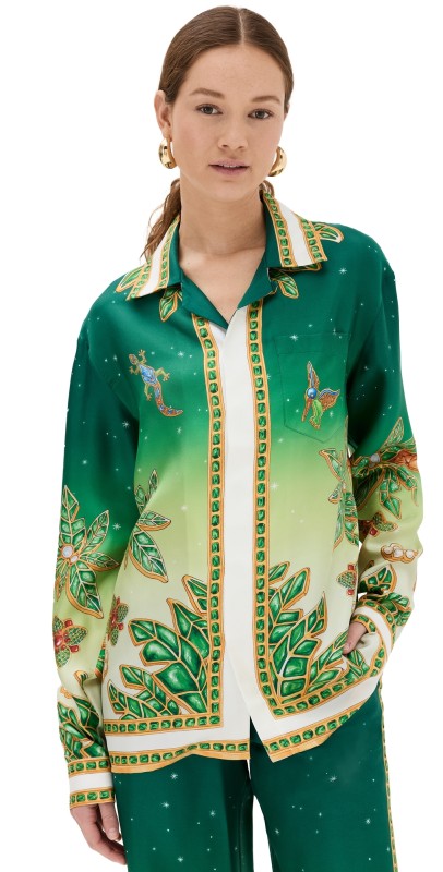 Casablanca Unisex Cuban Collarong Sleeve Shirt Joyaux D'Afrique