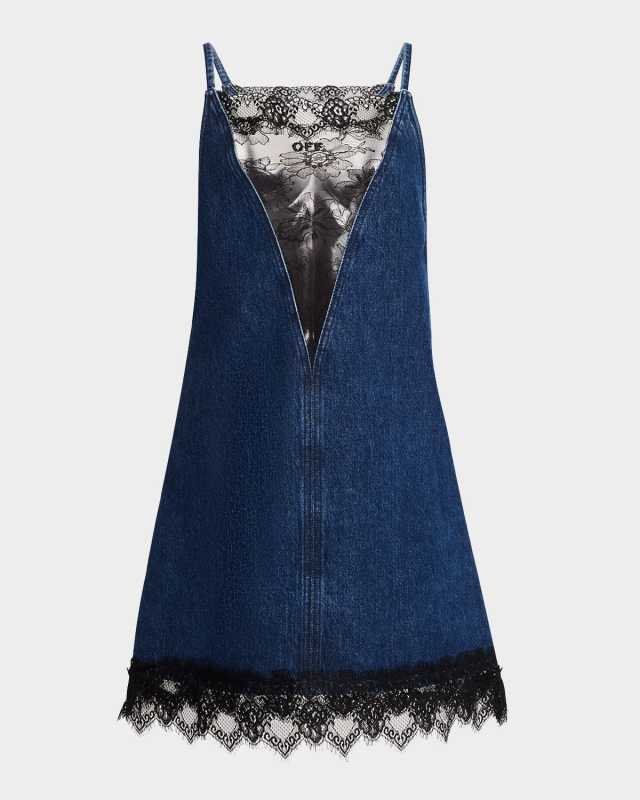 Lace 20s Denim Mini Slip Dress