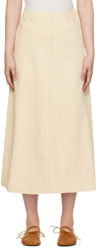 By Malene Birger Beige Carlas Denim Midi Skirt