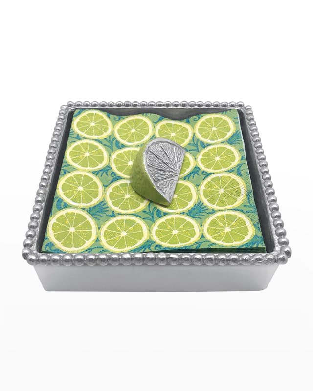 Green Lime Wedge Beaded Napkin Box Set