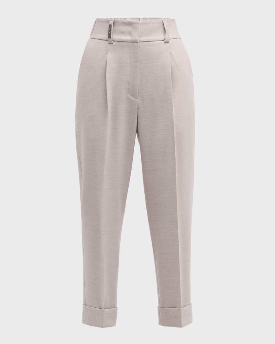 Pleated Tapered Ankle Pants