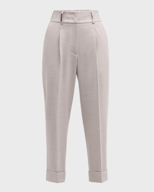 Pleated Tapered Ankle Pants