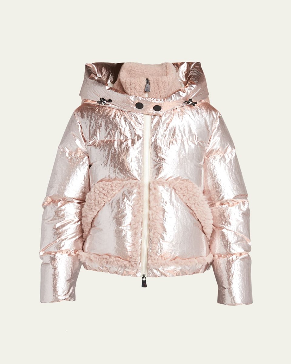 Trevelin Metallic Puffer Jacket with Shearling Tr