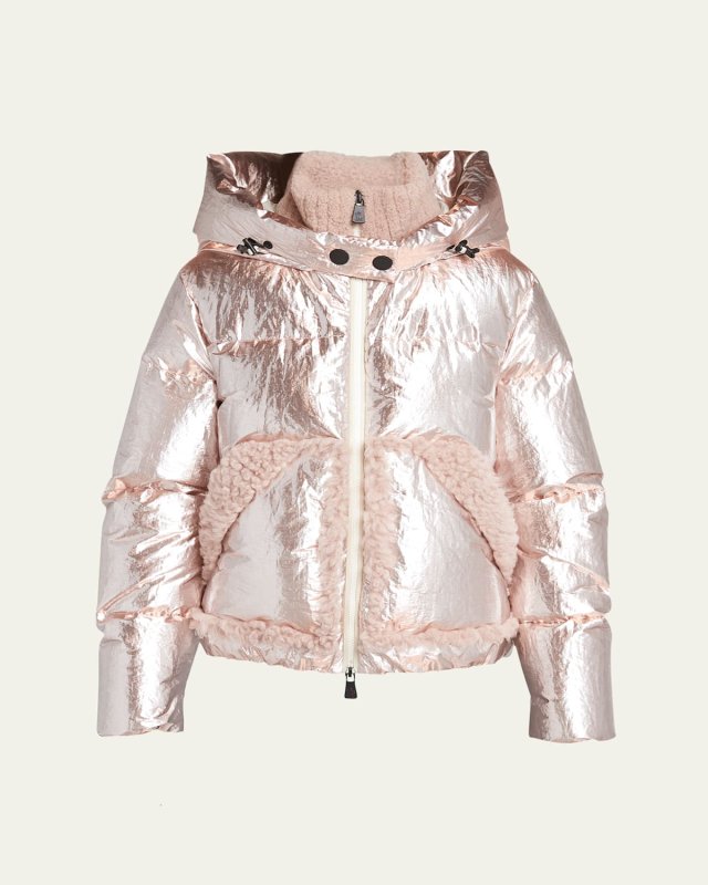 Trevelin Metallic Puffer Jacket with Shearling Tr