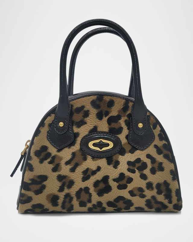 Bestie Small Leopard Faux Hair Top-Handle Bag
