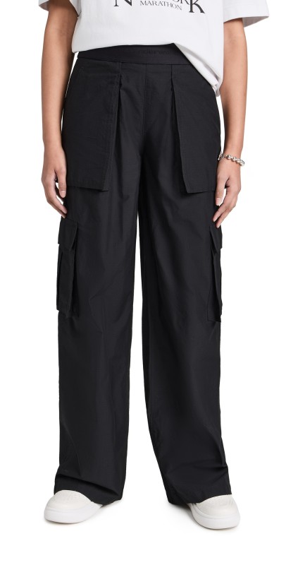 Alexander Wang Cargo Rave Pants with Logo Elastic Black