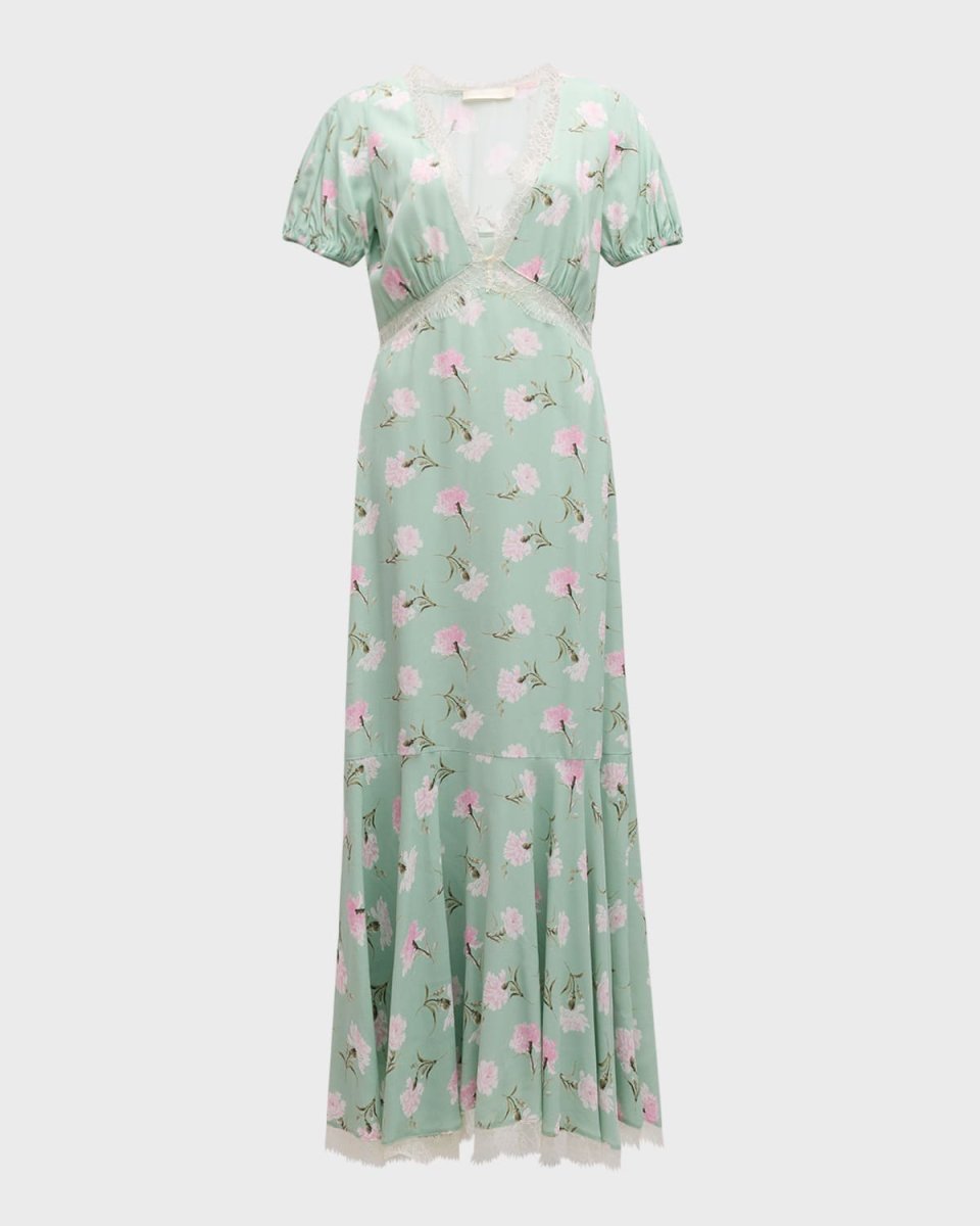 Aurelle Floral Lace Tiered-Hem Midi Dress