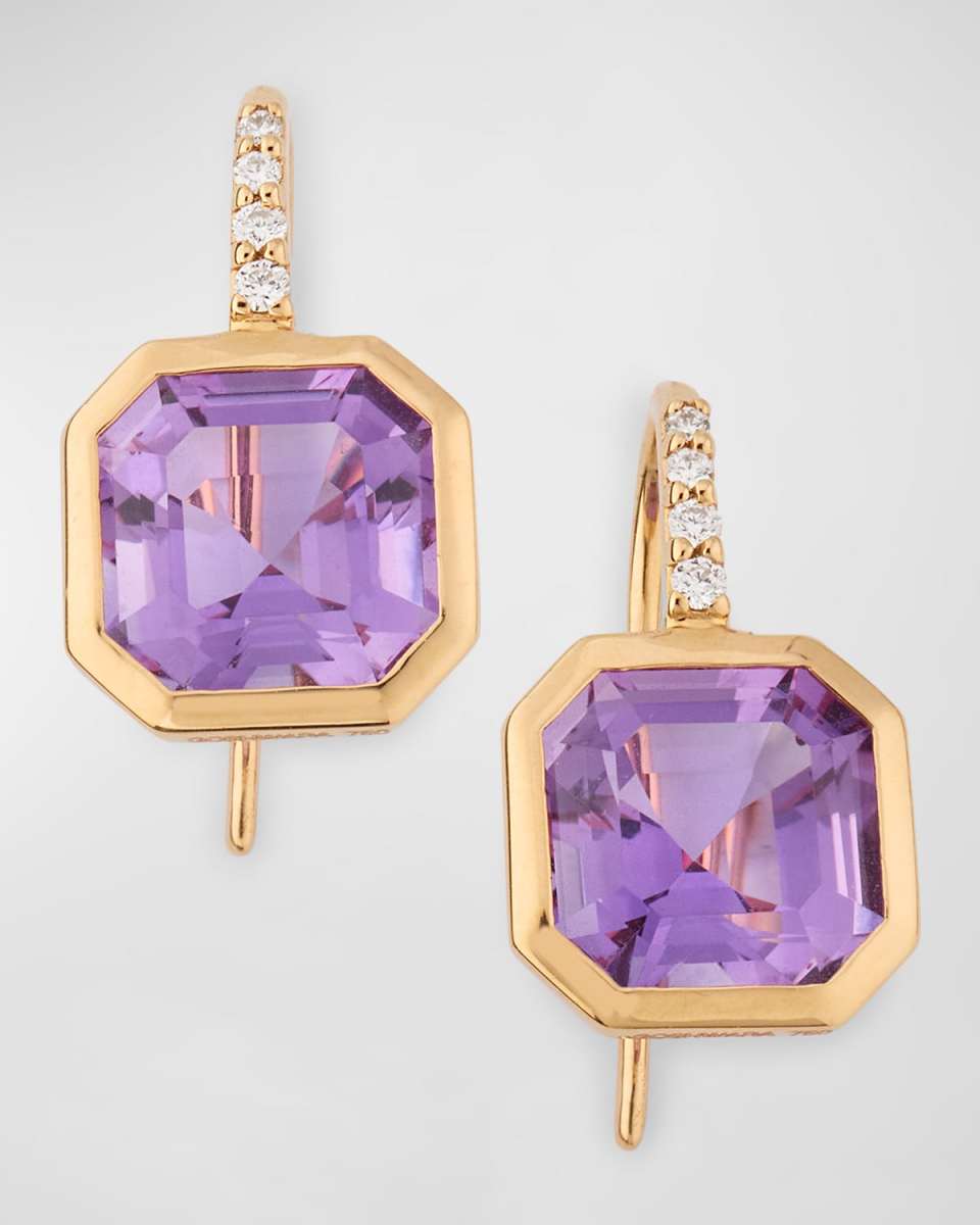 Gossip 18K Yellow Gold Amethyst and Diamond Earrings on Wire