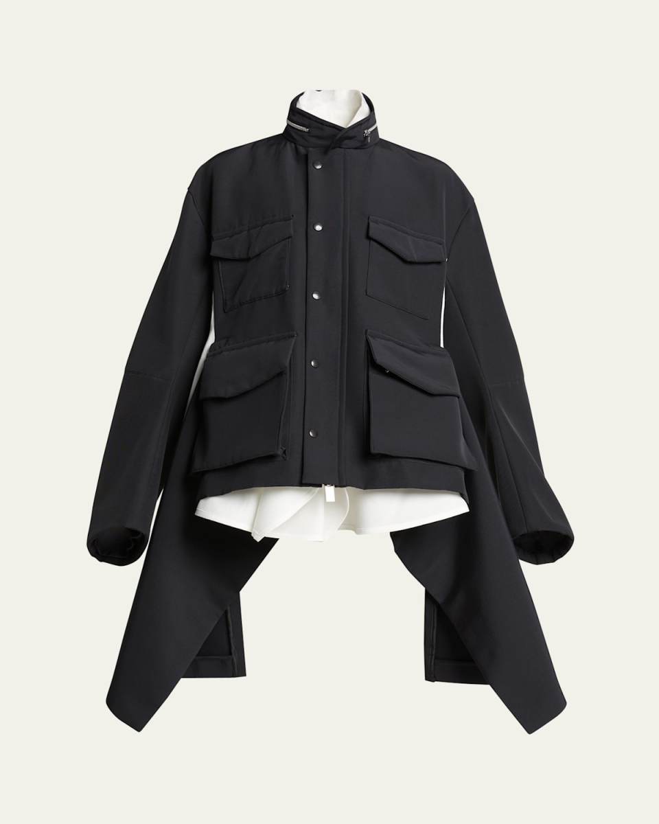 Button Down Blouse Underlay Pleated Asymmetric Jacket