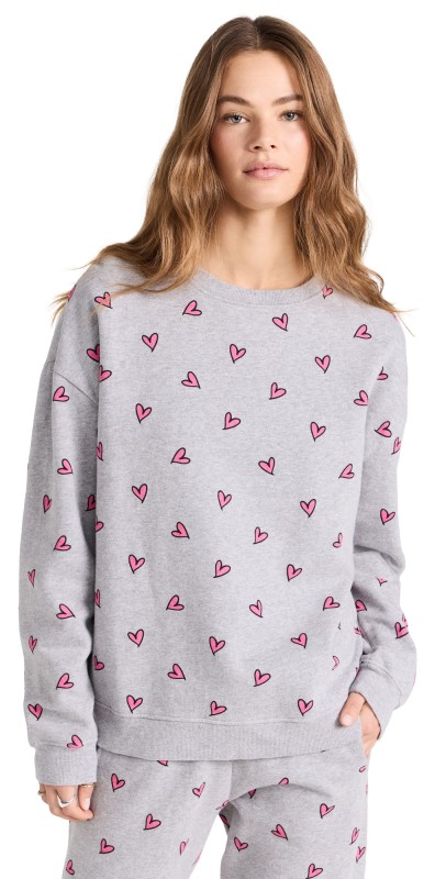 KULE The Oversized All Over Heart Sweatshirt Heather Grey