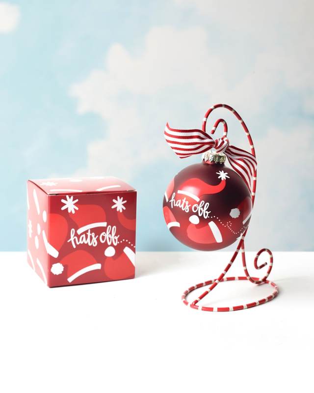 Hats Off Personalized Glass Ornament with Stand