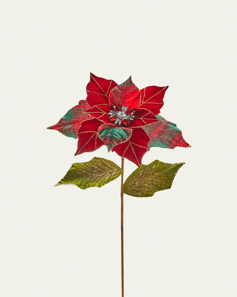 Jeweled Poinsettia Stem - 24"