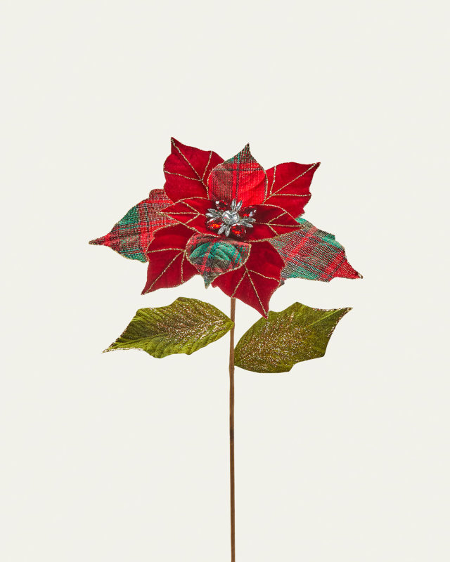 Jeweled Poinsettia Stem - 24"