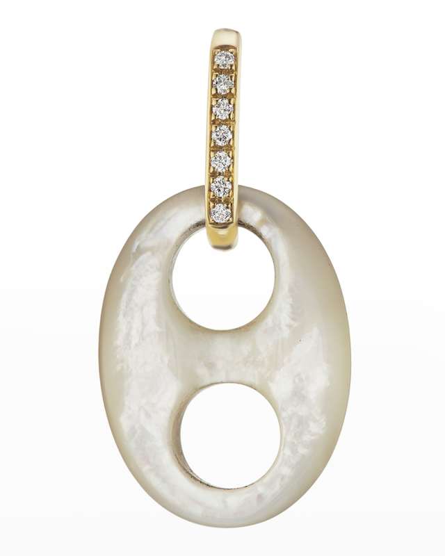 Yellow Gold Mariner Link Charm with Diamond Bale and Mother-of-Pearl