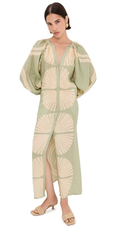 Johanna Ortiz Divinatory Word Dress Mother Boa Pareo Mint - Ecru