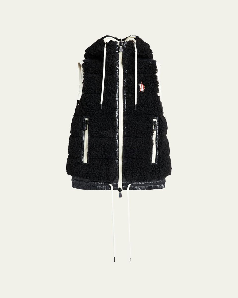 Faux Sherpa Drawstring Puffer Vest