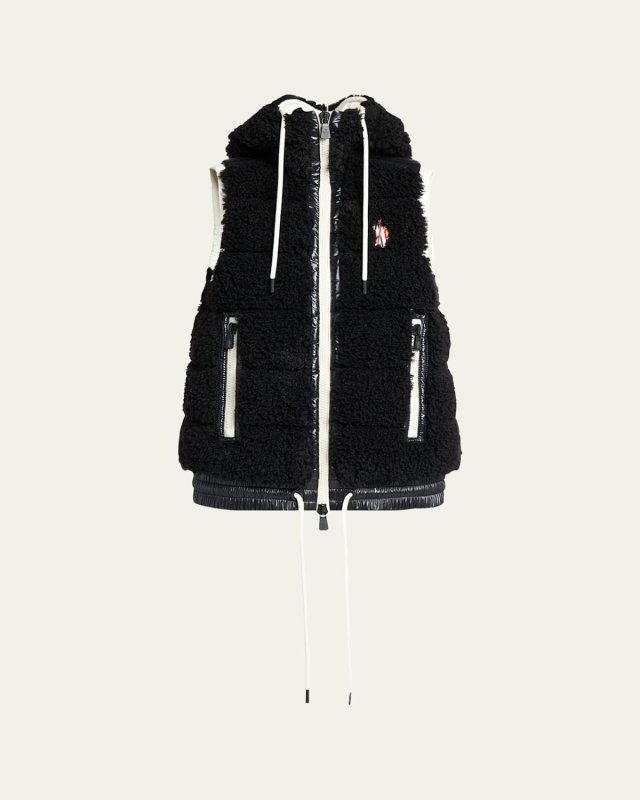 Faux Sherpa Drawstring Puffer Vest