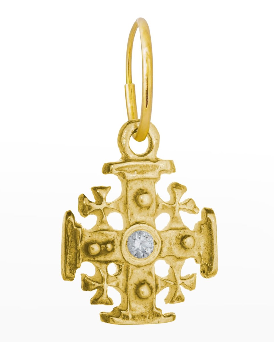 18k Cubic Zirconia Cross Earring, Single