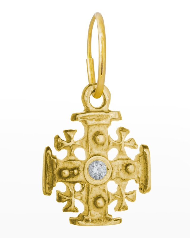 18k Cubic Zirconia Cross Earring, Single