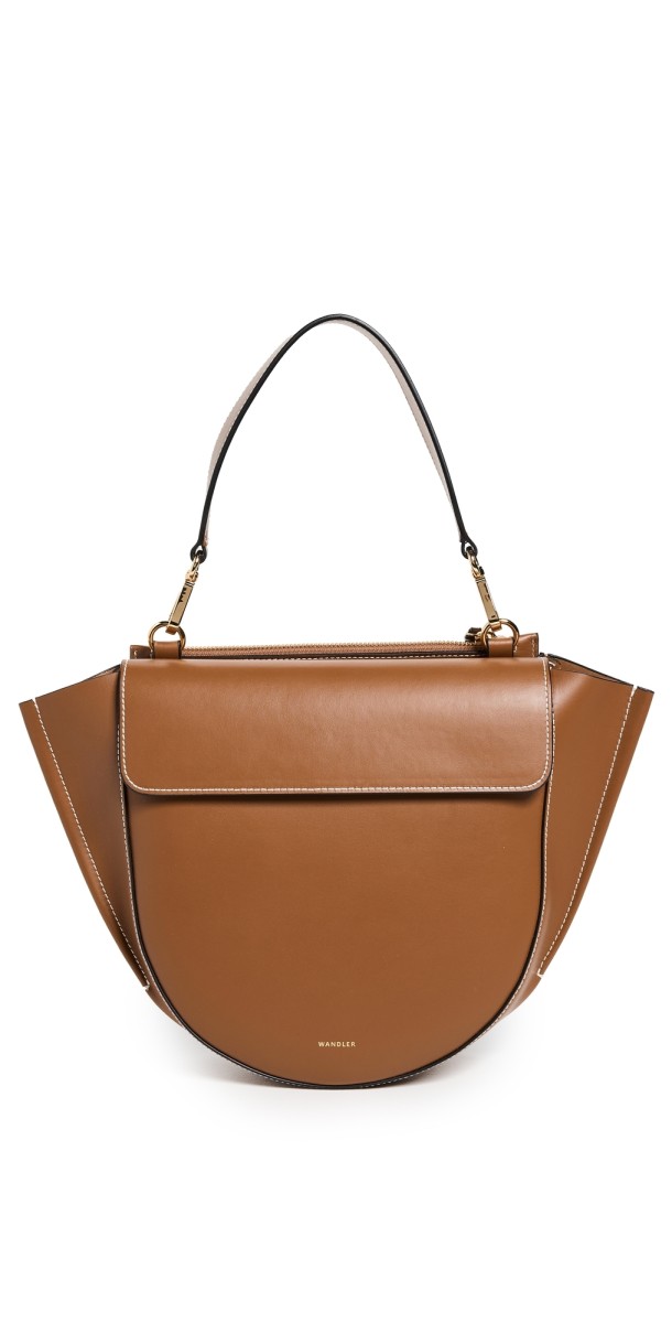 Wandler Hortensia Bag Medium Saddle/White stitch