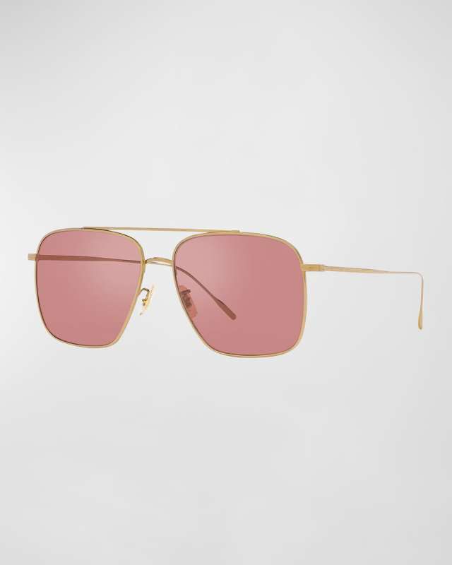 Dresner Titanium & Crystal Aviator Sunglasses