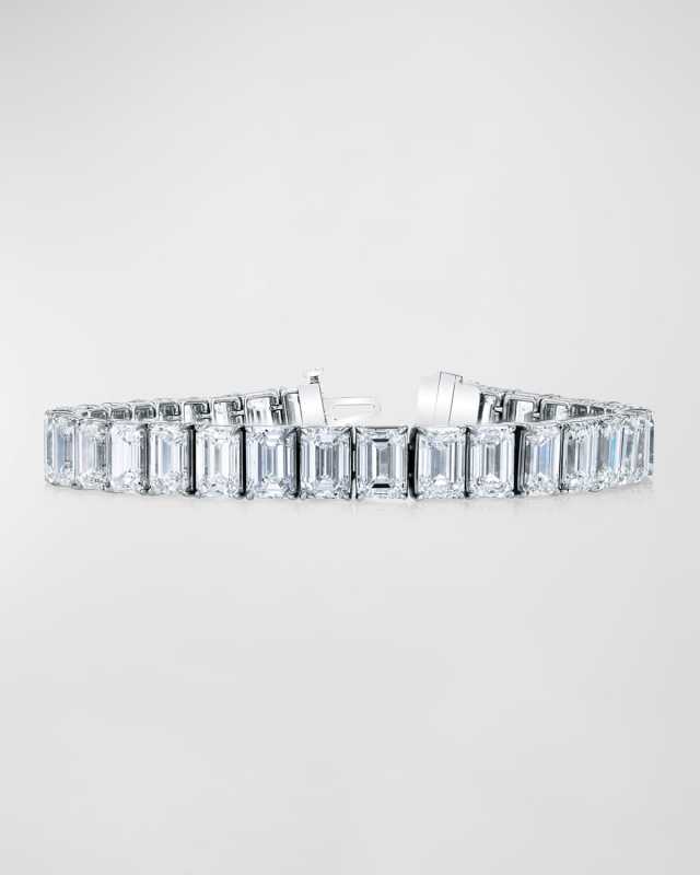 18K Gold North-South Prong-Set Diamond Tennis Bracelet, 34.00tcw, 7"L