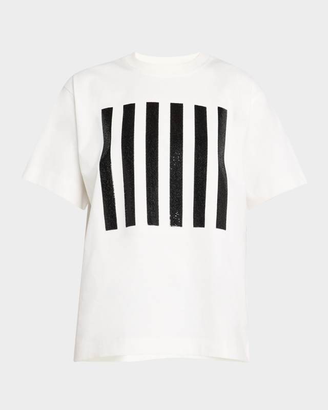 Sequined Stripe Box Short-Sleeve T-Shirt