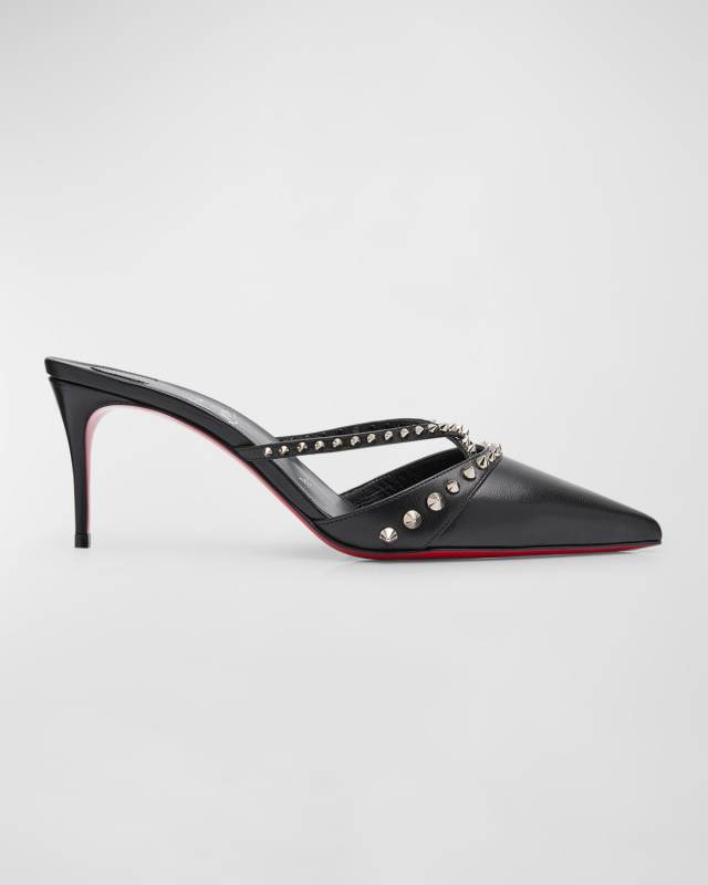 Tatooshka Spikes Red Sole Mule Pumps